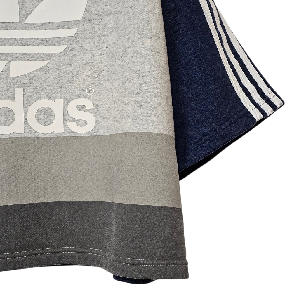 adidas Trefoil Color-block Sweatshirt Gray/Navy/White Crop Mock Neck – Size XL - Picture 3 of 11